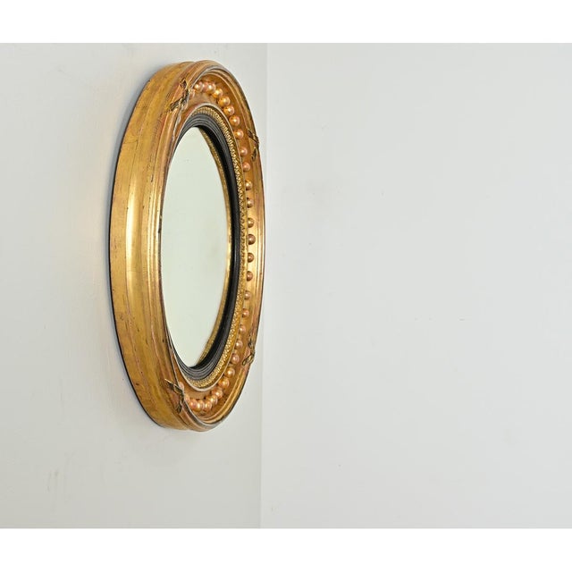 Wood English 19th Century Regency Convex Mirror For Sale - Image 7 of 9