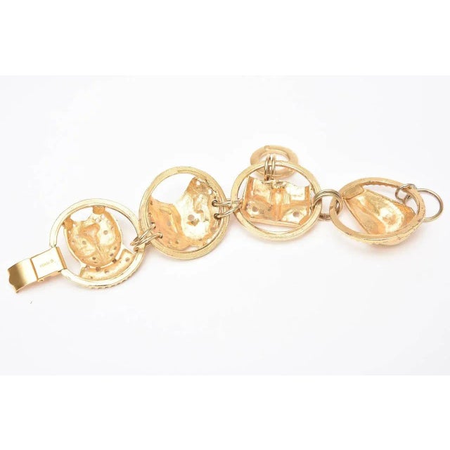 Japanese Signed by Yo Hai Gold Plated Mask Charm Bracelet, 1990's For Sale - Image 4 of 8
