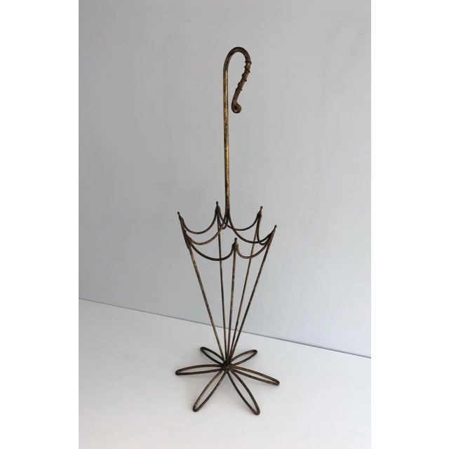 Metal Gold Gilt Iron Umbrella Stand, circa 1940 For Sale - Image 7 of 13
