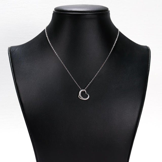 Silver Tiffany & Co Elsa Peretti Open Heart Sterling Silver Pendant for a Necklace For Sale - Image 8 of 12