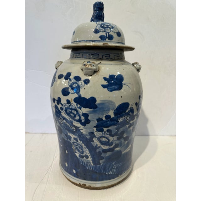 Blue and White Asian Jinger Jar For Sale - Image 9 of 9
