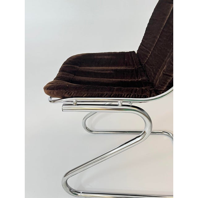 Metal Dining Chairs with Brown Velvet Cushions, Italy, 1970s, Set of 4 For Sale - Image 13 of 15