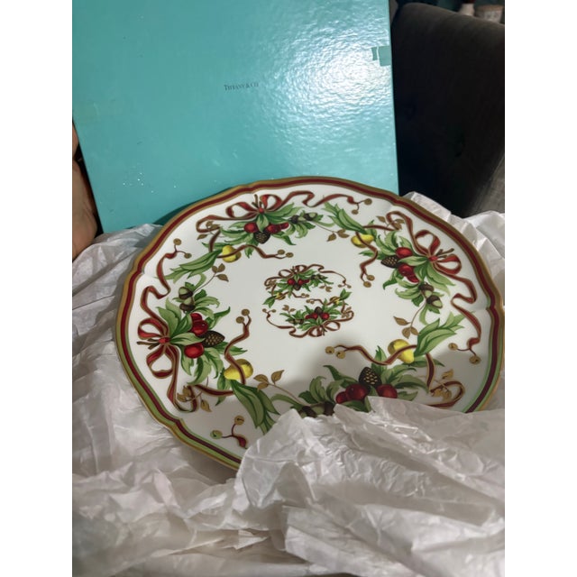 1990s Intage Tiffany & Co. Holiday Porcelain Plate With Original Box For Sale - Image 5 of 7