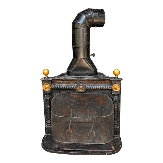 Antique Portland Stove Foundry No 76 Cast Iron Franklin Fireplace Georgetown DC For Sale