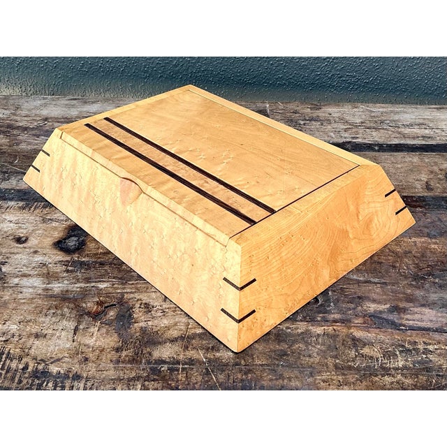 Vintage Burl Wood Angled Box For Sale - Image 12 of 12