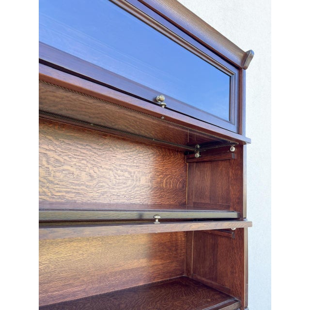 Mahogany and Beveled Glass Bookcase in the style of Globe-Wernicke, 1950s For Sale - Image 6 of 8