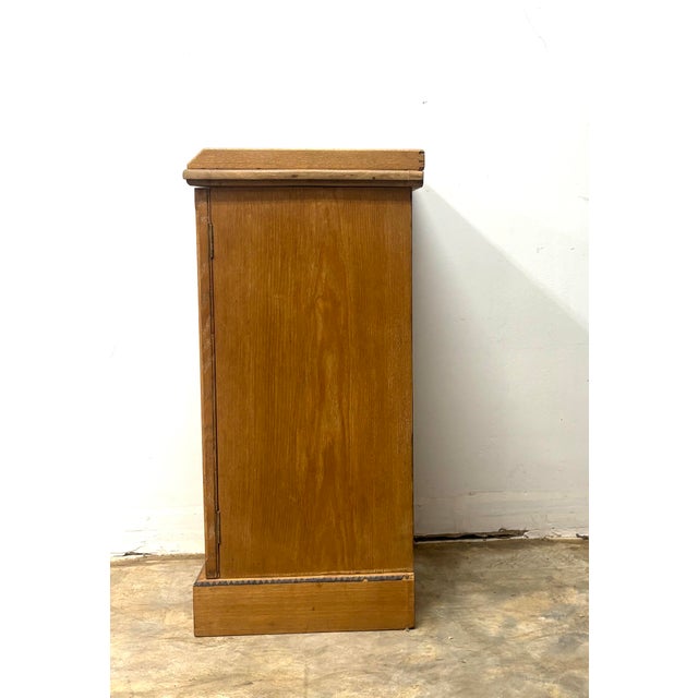Antique English Oak Pot Cupboard Nightstand With Inlay Design For Sale - Image 9 of 9