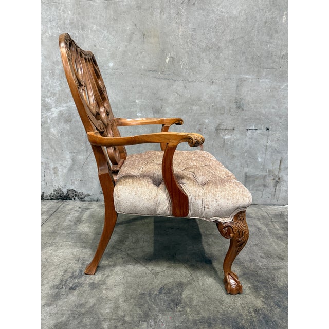 Brown Exquisite Antique Late Victorian Rococo Revival Carved Walnut Armchairs - Pair For Sale - Image 8 of 16