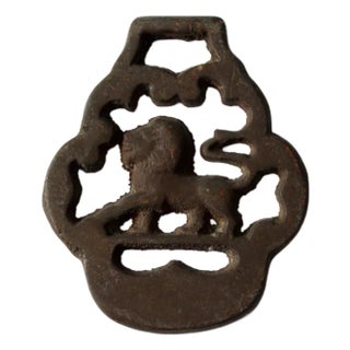 Antique Brass Lion Equestrian Harness Ornament For Sale