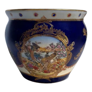 Vintage French Limoges Cobalt Blue Porcelain Fish Bowl