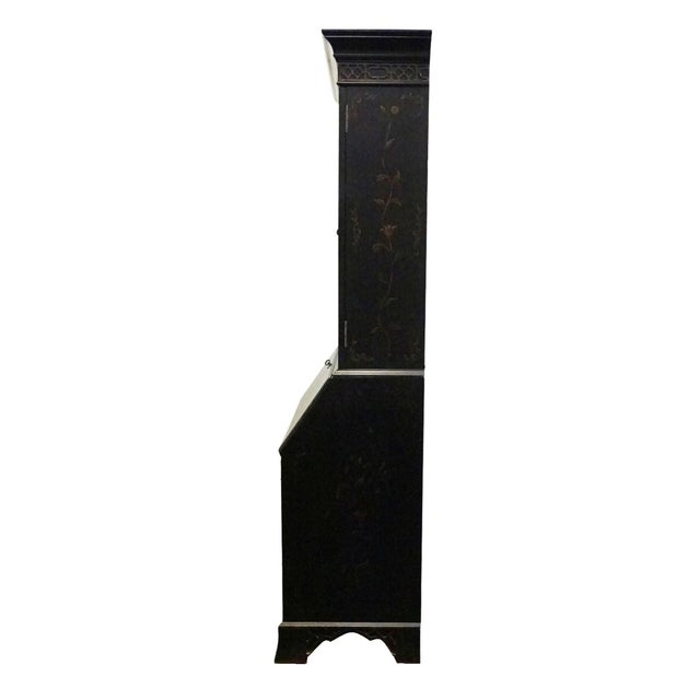 Ethan Allen Newport Collection Contemporary Asian Inspired Black 41" Secretary Desk W. Bookcase Hutch Top 34-9408 For Sale - Image 13 of 17