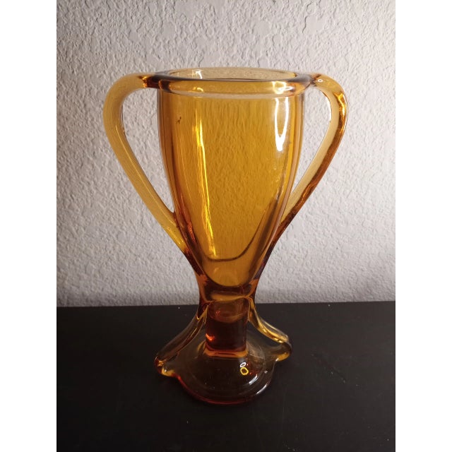 Contemporary 1920 Fostoria Amber Glass Tut Vase. For Sale - Image 3 of 7