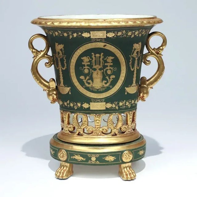 Ceramic Antique 19th Century French Empire Darte Freres Porcelain Vase or Urn For Sale - Image 7 of 8