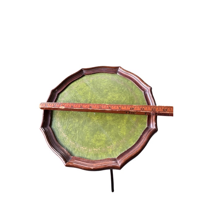 Vintage Mahogany & Green Leather-Topped Drinks Table With Scalloped Gallery For Sale In Jacksonville, FL - Image 6 of 7