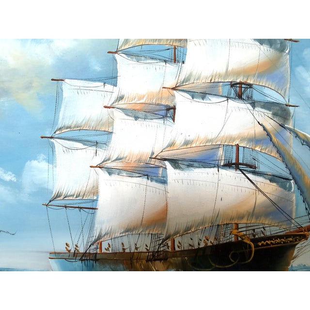Vintage Oil Painting Tall Ship Seascape Signed K. Dossi Maritime Marine Art For Sale - Image 4 of 11