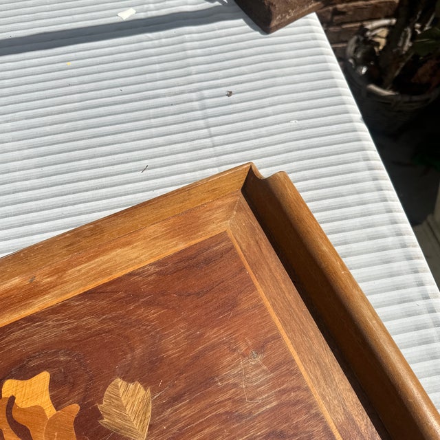 Wood 1970s Lightweight Wooden Tray With Floral Accents For Sale - Image 7 of 9