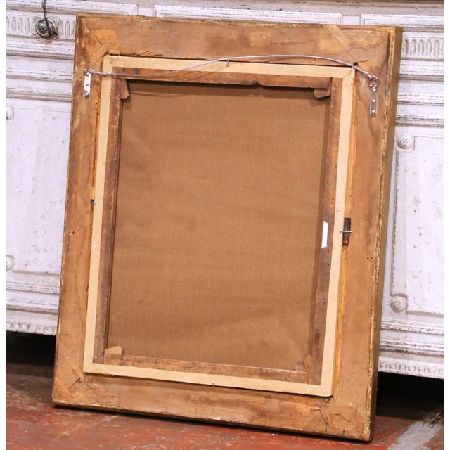 19th Century French Pastoral Oil on Canvas Painting in Carved Gilt Frame For Sale - Image 11 of 11