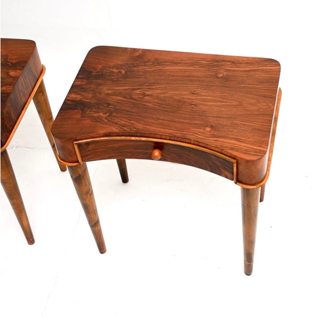 Vintage Art Deco Swedish Walnut Side Tables, 1930, Set of 2 For Sale - Image 6 of 11