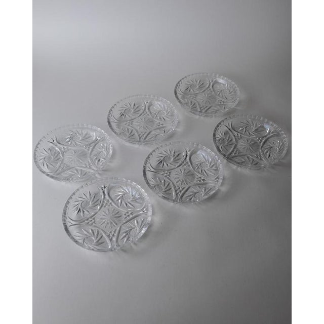 Vintage Crystal Dessert Plates, 1950s, Set of 6 For Sale - Image 5 of 13