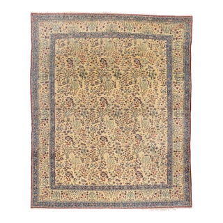Vintage Persian Tudeshk Nain Rug - 10'02 X 12'07 For Sale