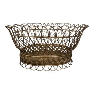 Mid 20th Century French Brass Wire Basket For Sale