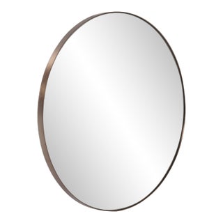 Van Buren Brushed Brass Round Mirror For Sale