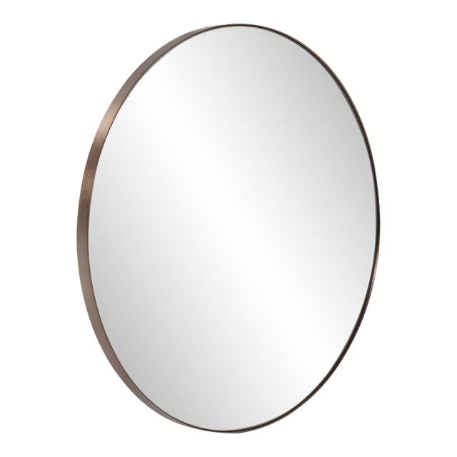 Van Buren Brushed Brass Round Mirror For Sale