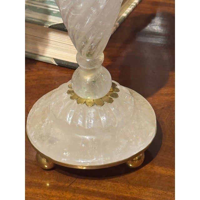 Fine Pair of French Rock Crystal Candlesticks For Sale - Image 4 of 7