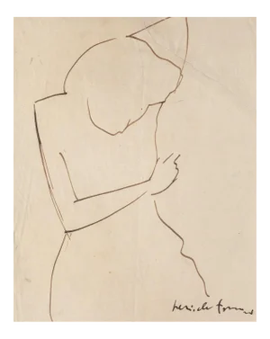 Pericle Fazzini, Figure of Woman, Ink Drawing, 1949