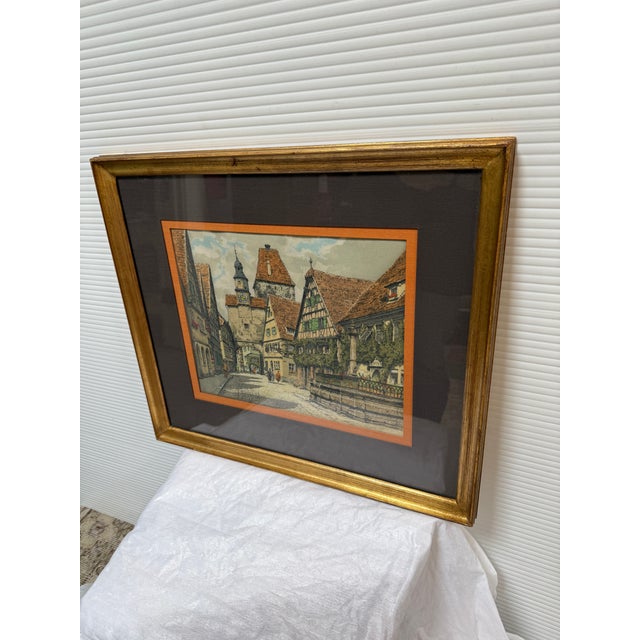Late 20th Century Hand Colored Etching of Rothenberg, Germany For Sale - Image 10 of 12
