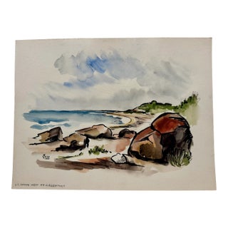 Henry Emil Salloch Original Watercolor on Paper Long Island Sound, West of Greenport. 1956. For Sale