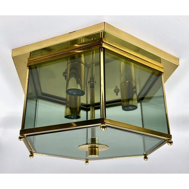 Metal Modernist Smoked Glass Brass Ceiling Lamp attributed to Luigi Colani for Jsb, 1970s For Sale - Image 7 of 9