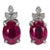 Dainty Madagascar Ruby Studs W Diamond Accents in 14k White Gold | Ov 8x6mm-Set of 2 For Sale