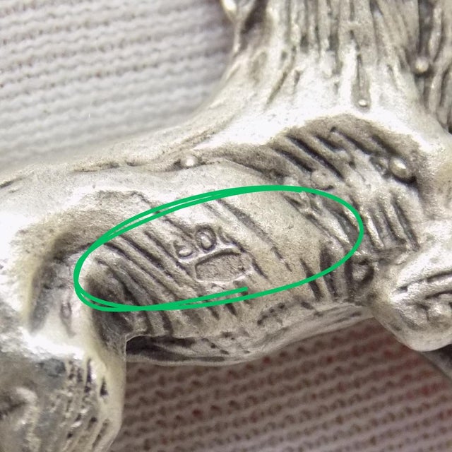 Metal Vintage Italian Handmade Genuine Silver Foal Horse Rare Dollhouse Miniature For Sale - Image 7 of 9