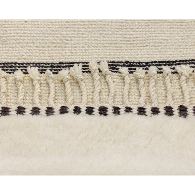 Typographic Hand-Knotted Wool Runner | 7'9" X 2'9" | One of a Kind For Sale - Image 4 of 5