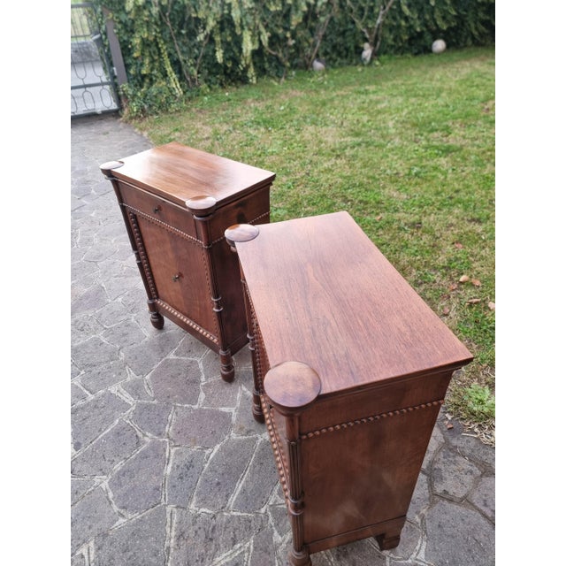 Brown 19th Century Lombardy Walnut Nightstands, 1850s, Set of 2 For Sale - Image 8 of 10