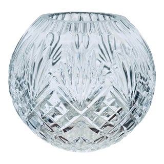 VTG 1980’s Large Clear Cut Lead Crystal Rose Bowl For Sale