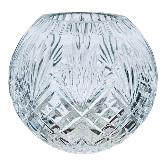 VTG 1980’s Large Clear Cut Lead Crystal Rose Bowl For Sale