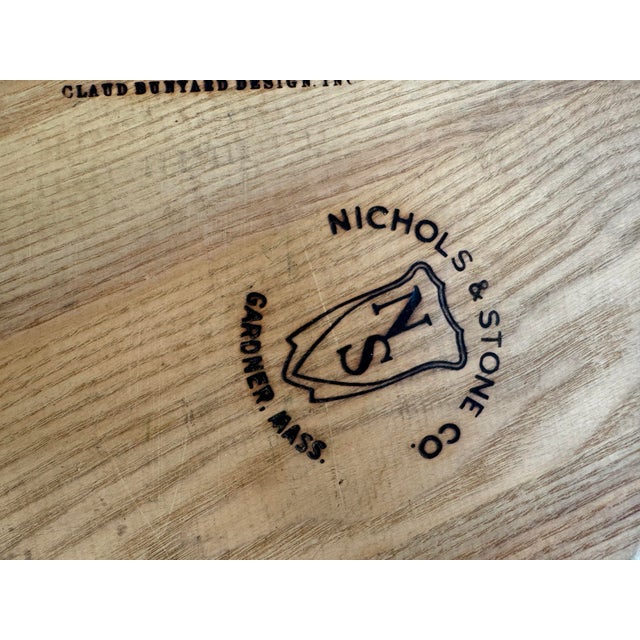 Wood Vintage 1950s Nichols & Stone Round Oak Wood Server by Claud Bunyard For Sale - Image 7 of 7