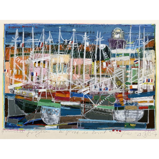 Michel Godjevac, Acrylic, 1982, Paper. View of the Port of Saint-Tropez, Painting dimensions: 65 x 49.5 cm. Sold unframed....