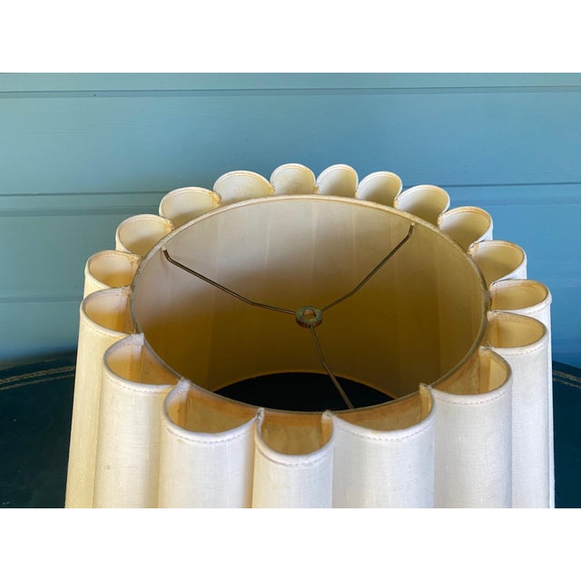 Mid-Century Modern Mid 20th Century Pair of Extra-Large Mid Century Fluted Lamp Shades For Sale - Image 3 of 15
