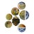 "Bouquet of Asters" Contemporary Installation of Ceramic Plates and Oil on Canvas - Set of 7 For Sale