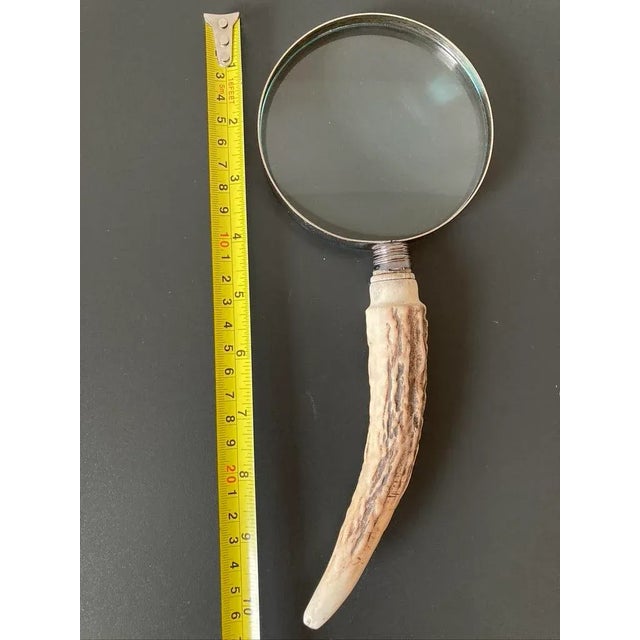 Blue 19th Century Antique English Magnifying Glass With Silver Rim and Horn Handle For Sale - Image 8 of 12