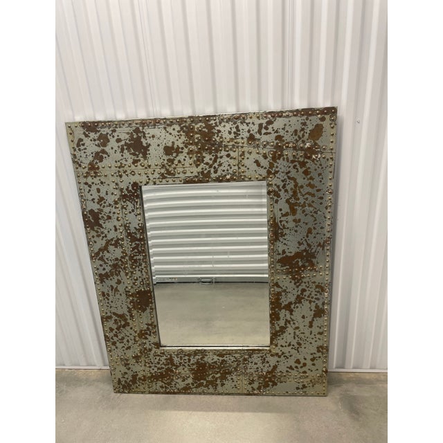 Bassett Vintage Patchwork Metal Mirror For Sale - Image 4 of 5
