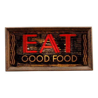 Vintage “Eat Good Food” Lighted Rog Diner Counter Sign For Sale