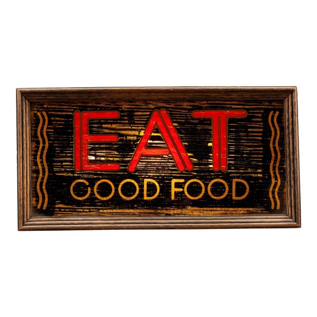 Vintage “Eat Good Food” Lighted Rog Diner Counter Sign For Sale