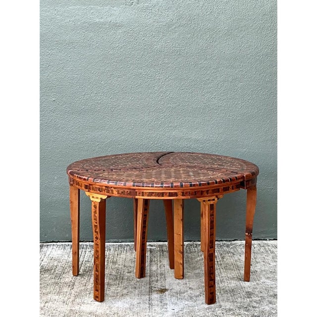 Vintage Geometric Inlaid Wood Coffee Table For Sale - Image 4 of 12