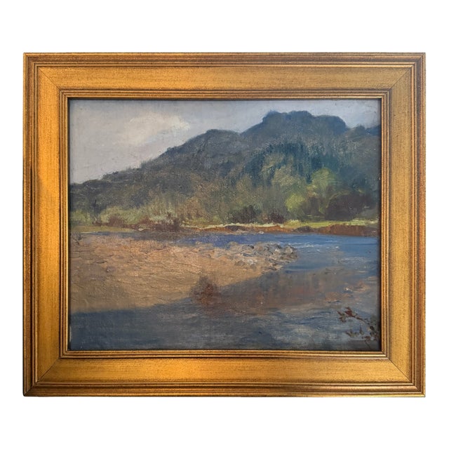 Minerva Chapman “River Landscape” – Oil on Canvas (1858–1947) For Sale