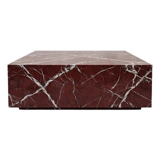 Marble Coffee Table in Rosso Levanto Marble by Andrea Grasso For Sale