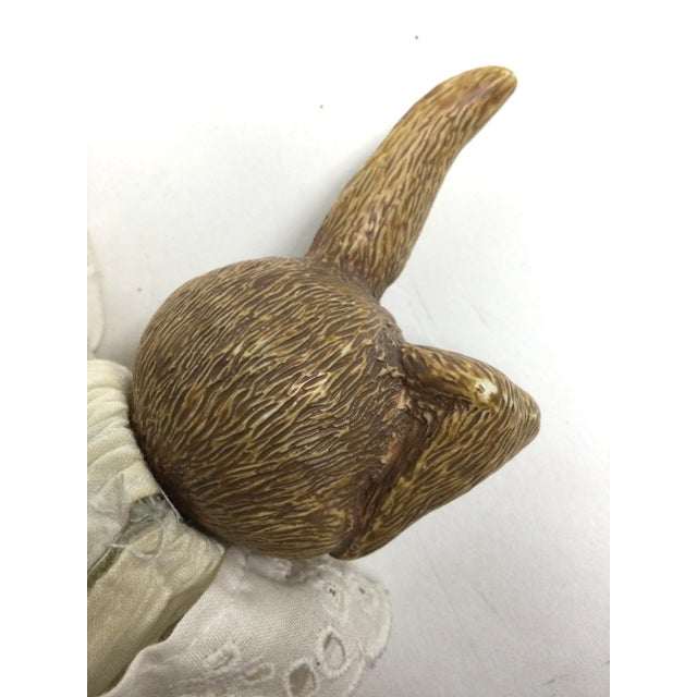 Textile 1920’s Porcelain Bunny With Hand Crochet Dress For Sale - Image 7 of 9